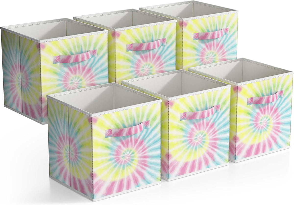 Sorbus Fabric Storage Cubes - 6 Foldable Storage Bins for Organizing Pantry, Cubbies, Toy Box - Clothes Storage & Closet Organizer - 13 Inch Collapsible Cube Baskets for Shelves with Handle