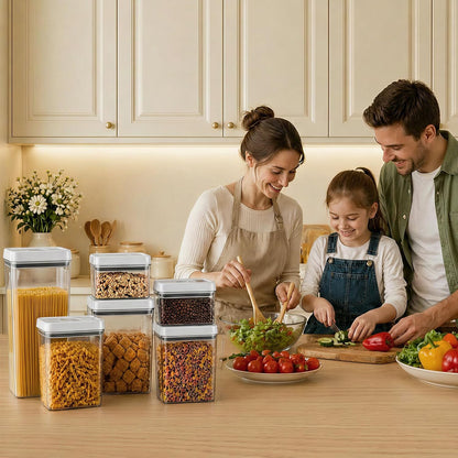 UFORU Food Storage Containers with Twist-lock Lids,2.6Qt 2Pcs Airtight Food Storage Containers, BPA-Free Stackable Kitchen Pantry Organizers and Storage, Rotary Opening Flour and Sugar Container Sets