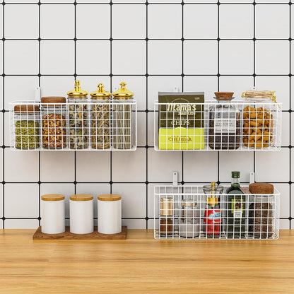 Joben Oligey 3 Set [Extra Large] Hanging Wall Baskets ,Wire Basket For Storage Pantry, Farmhouse Food Storage Kitchen Pantry Laundry Closet Garage RV ,Black