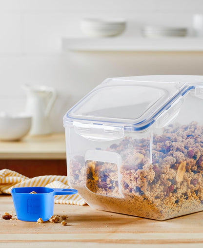 LOCK & LOCK Easy Essentials Food lids (flip-top) / Pantry Storage/Airtight containers, BPA Free, top-16.5 Cup-for Cereal, Clear