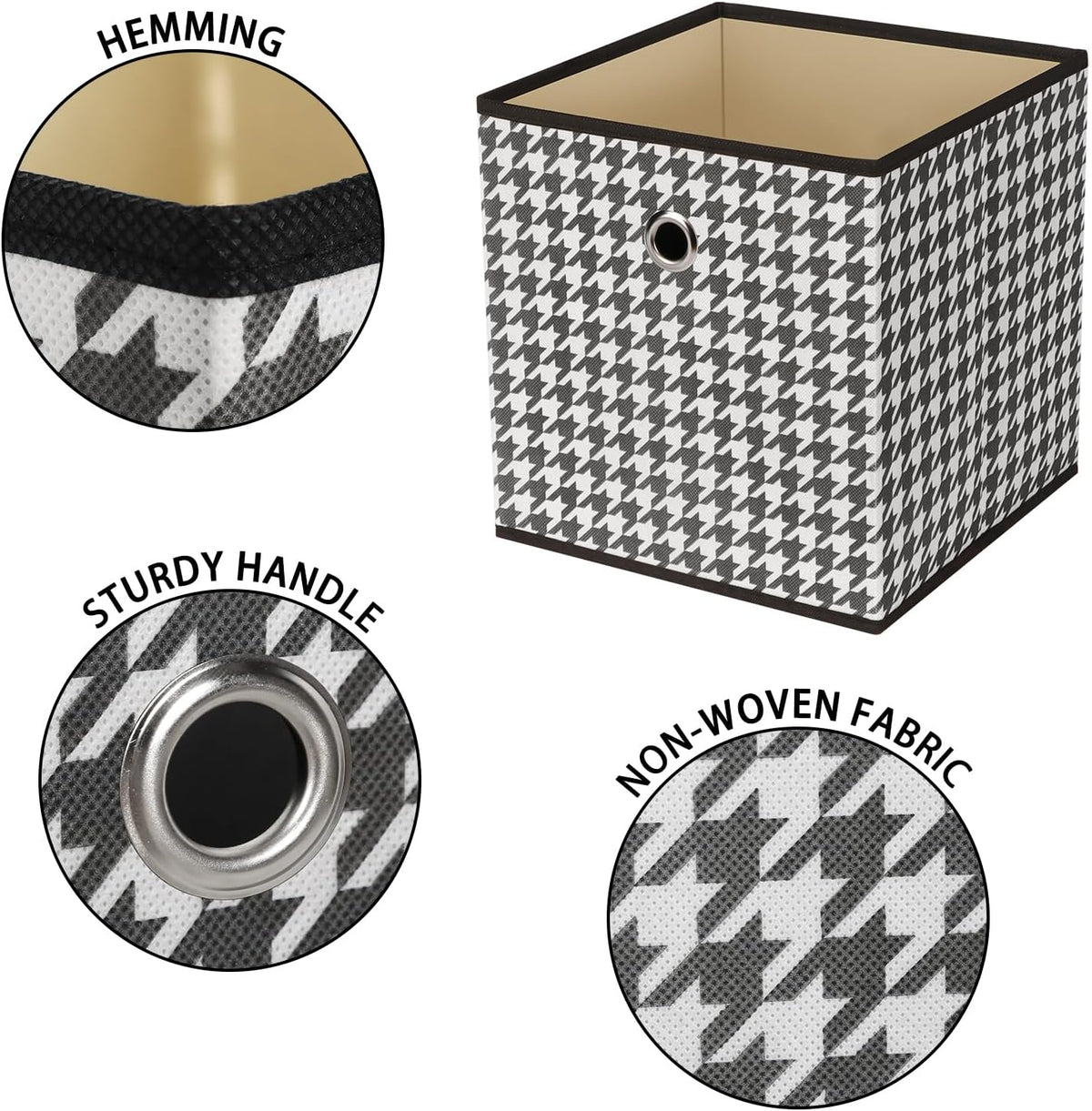 Black Foldable Storage Cubes Bins ,11 Inch Cloth Storage Cube Fabric Storage Box Cubes Organizer Baskets with Handles for Home Organizer Set of 3 (Black)