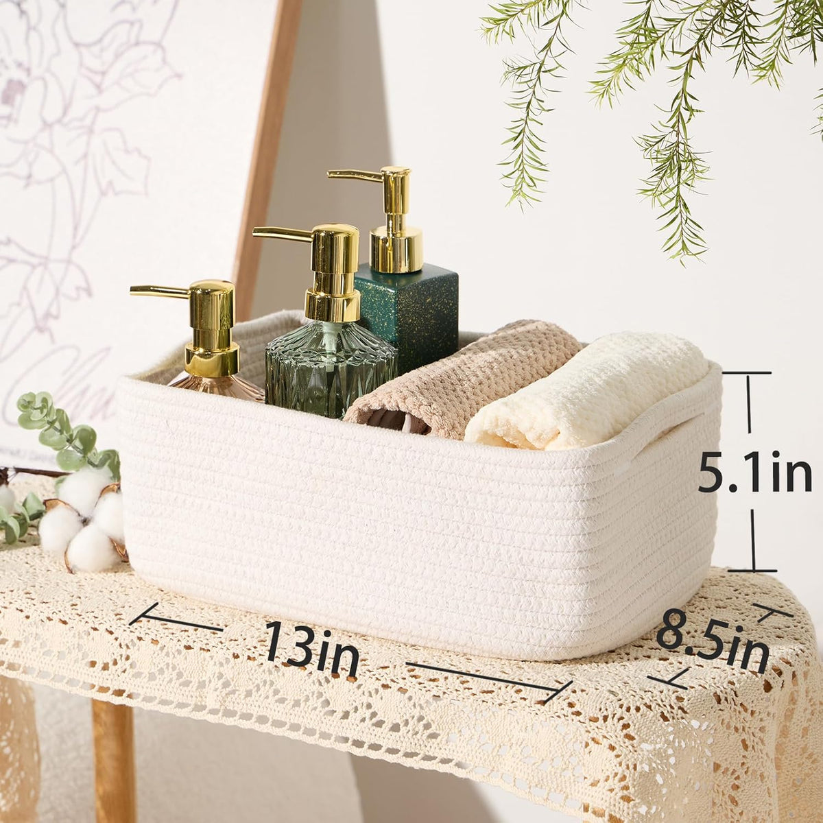 MiniArk Small Storage Baskets for Organizing | Closet Organizer Bins | Shelf Toy Basket | Woven Rope Baskets | Cube Decorative Box | Shallow Basket | L11.5xW7.5xH4.7| Brown