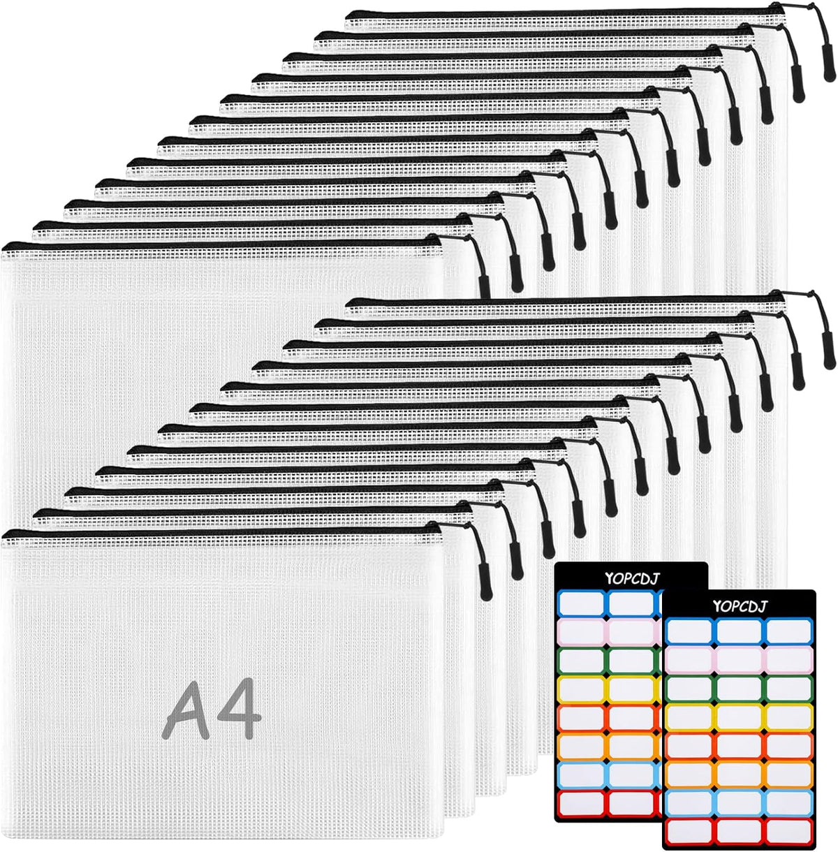 YOPCDJ 24pcs Mesh Zipper Pouch File Bags Puzzle Storage Bags, A3 17x12 Inches Large Reusable Zipper Pouches for Organizing Classroom Board Game Organization