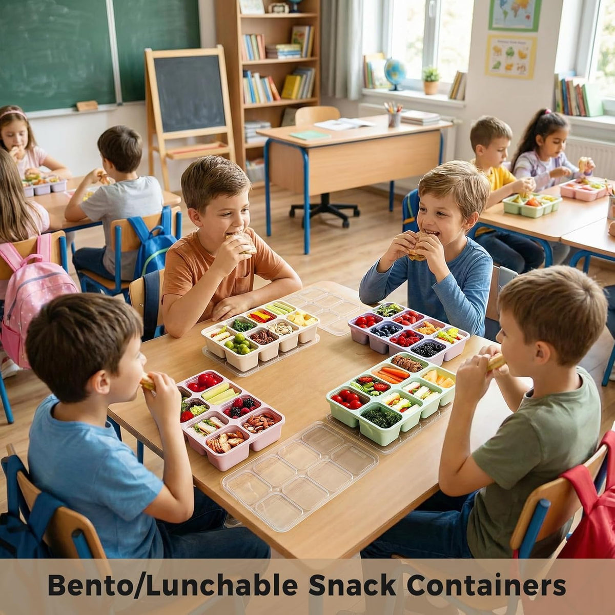 2 Pack Snackle Box Container with Lids, Dishwasher Safe 8 Compartment Divided Snack Serving Tray Platterbox, Protable No-Scatter Snacklebox Snack Container for Adult, Kids, Family, Travel, Party, Work