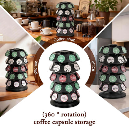 CEHNCEH K Cup Holder, Coffee Pods Holder Storage Organizer Stand Carousel Compatible with 40 Keurig K-Cup Pods, Home or Office Kitchen Counter (Black)