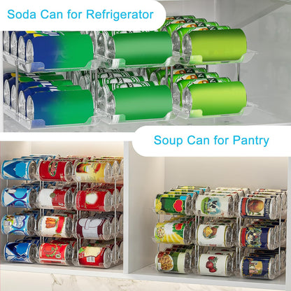 Can Organizer For Pantry, Adjustable Height And Width Canned Goods Organizer, Soup Can Organizer Holds Up to 60 Cans for Kitchen Cabinet or Refrigerator(CLear 5 Tier)