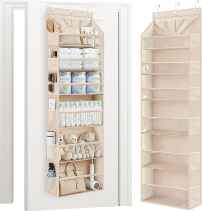 STORAGE MANIAC Over the Door Organizer Large Capacity Hanging Organizer, Clear Deep Pockets Behind Door Closet Organizer and Storage for Nursery, Bathroom, Bedroom, Pantry, 1 Pack Grey