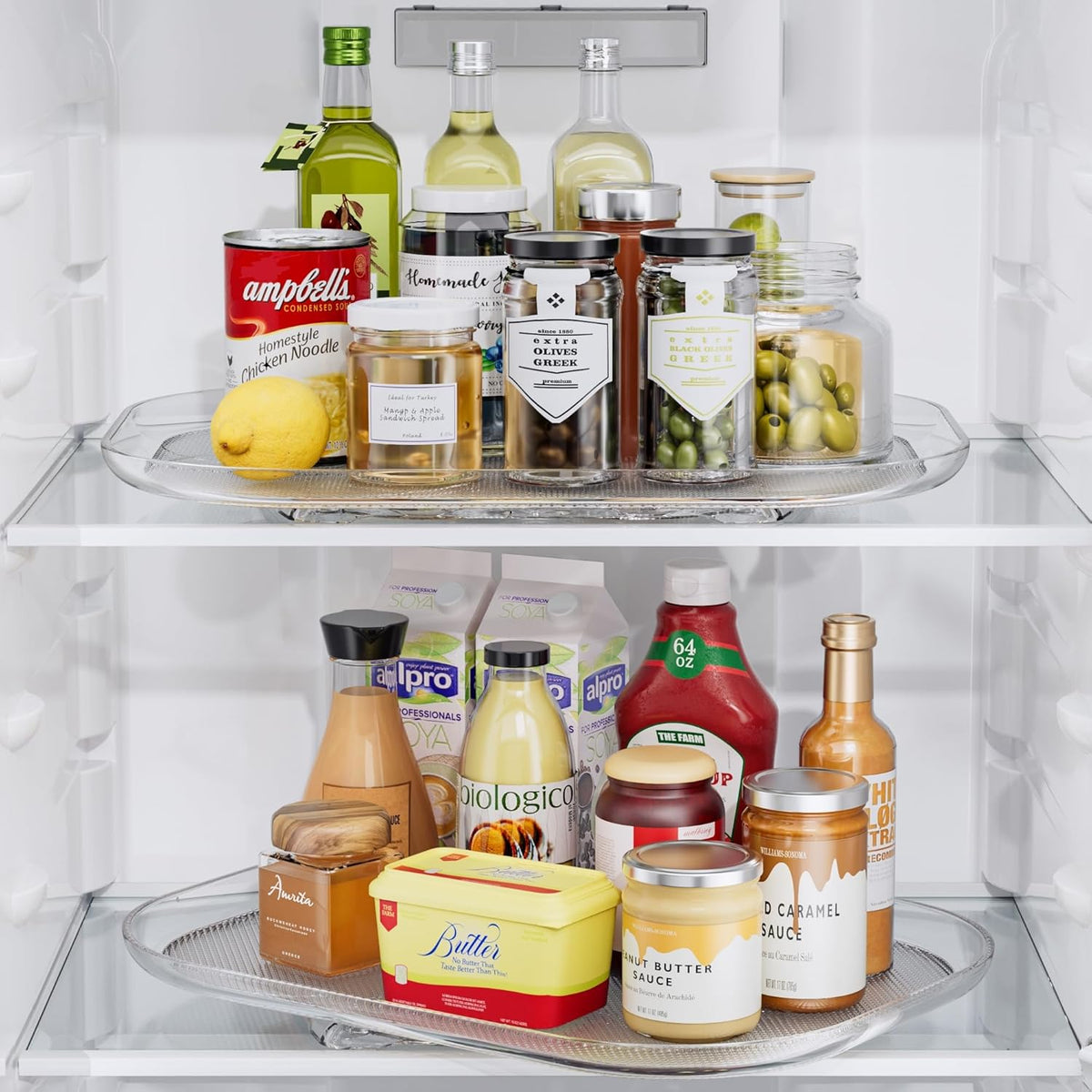 LAMU Lazy Susan Organizer 14.56''x11'' for Refrigerator Organizers and Storage Fridge Organization, Turntable Condiment Organizer for Kitchen, Table Top, Cabinet, Pantry, Countertop