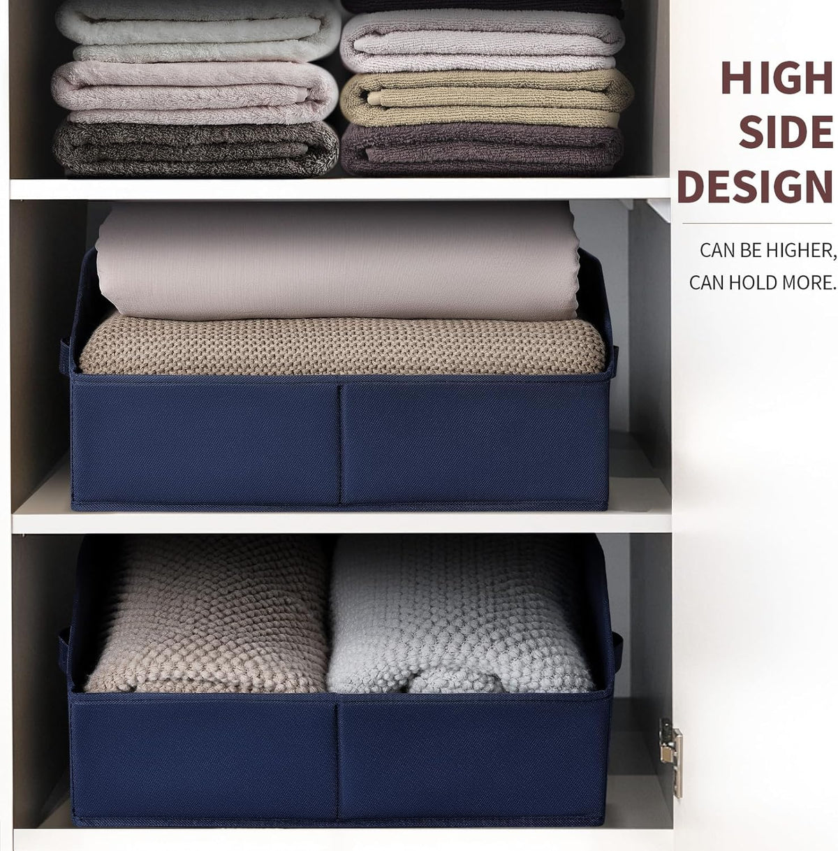 Homsorout Closet Organizers Bins 6 Packs - Large Closet Shelf Organizer with Handles, Fabric Trapezoid Storage Bins, Collapsible Storage Cubes for Clothes, Towels, Light Gray