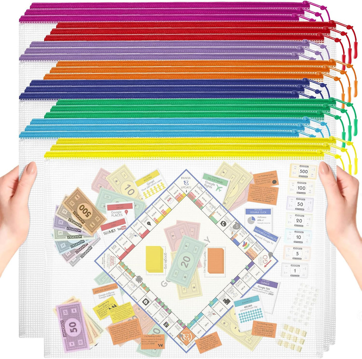 YOPCDJ Mesh Zipper Pouch Bags A4 Zipper Bags for Classroom Organization, Waterproof Document Zipper Pouches for Cosmetics, Travel Storage File Bags for Office Supplie
