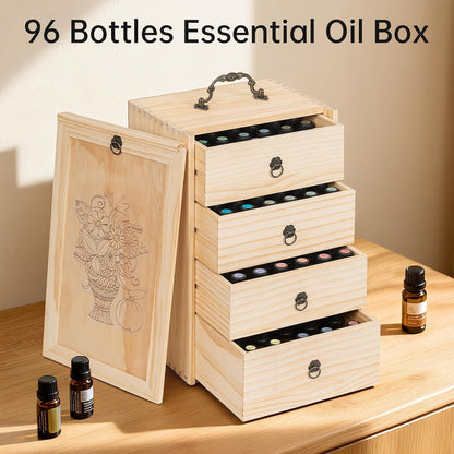 TORIBIO Essential Oil Storage Box for 60 Bottles, Wooden Essential Oils Holder Organizer Holds 5-30ml for Young Living & Doterra Bottles