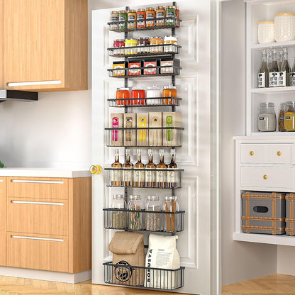 Moforoco White Over The Door Pantry Organizer, Pantry Organization and Storage, Metal Hanging Spice Rack Shelves Door, Seasoning Shelves, Laundry Room Organization, House and Kitchen Essentials