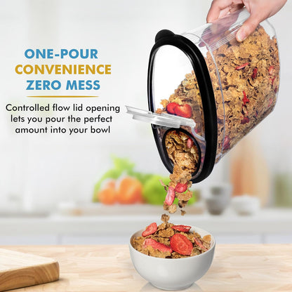 Shazo 3 PC Cereal Container Storage Set (5.2L, 2.8L, 1.2L) - Large Airtight Food Storage Containers with Flip-Top Lids, BPA-Free Plastic Cereal Dispenser for Pantry, Rice, Flour, Sugar & Pasta