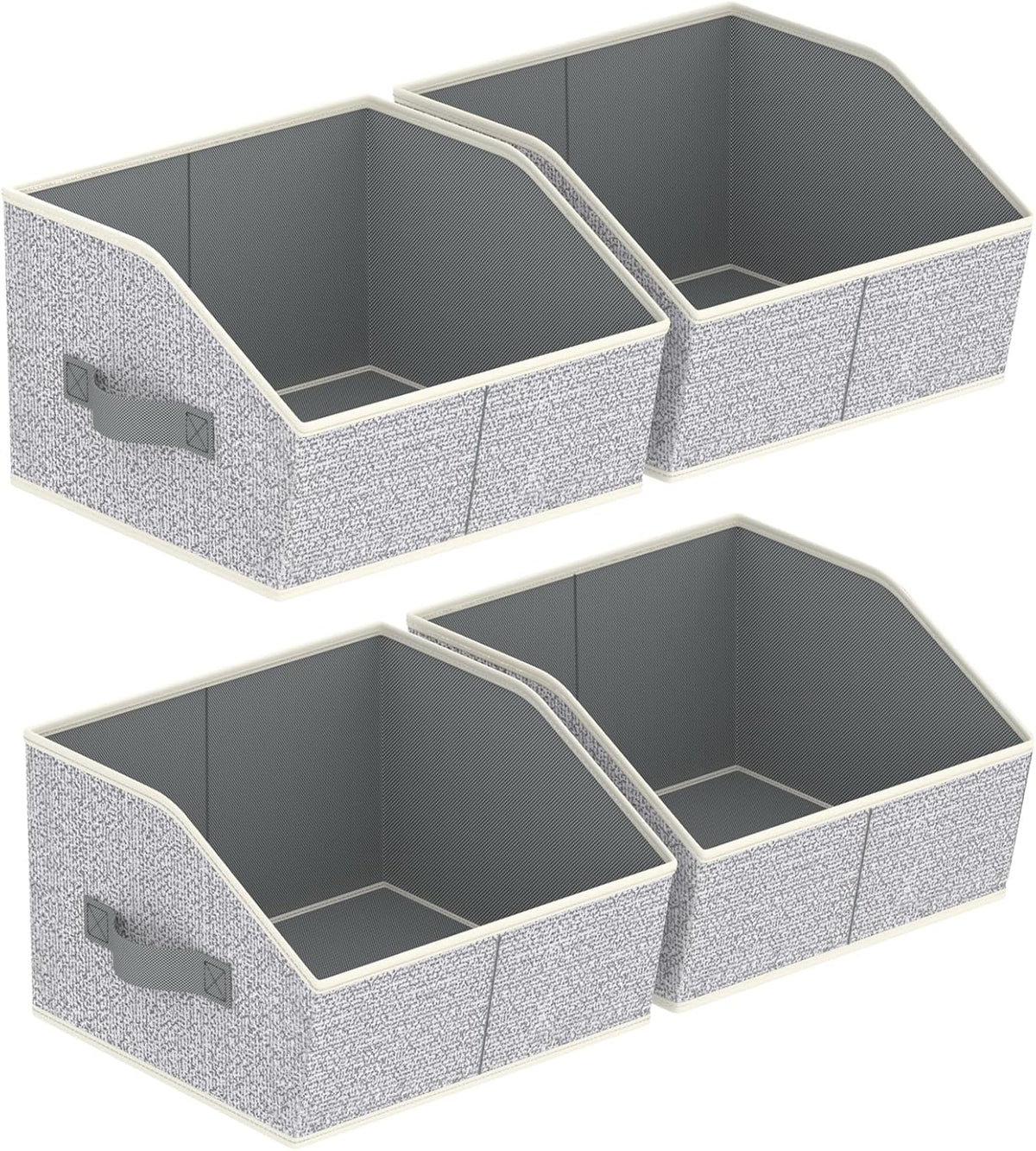 Homsorout Closet Organizers Bins 6 Packs - Large Closet Shelf Organizer with Handles, Fabric Trapezoid Storage Bins, Collapsible Storage Cubes for Clothes, Towels, Light Gray