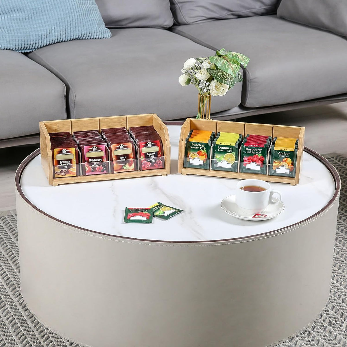TIOPGHAD 3 Layer Stackable Bamboo Tea Bag Organizer Storage Holder for Tea Bags Wood Tea Box Containers Tea Rack Teabag Station Stand for Cabinet Countertop Office(Patented Design)