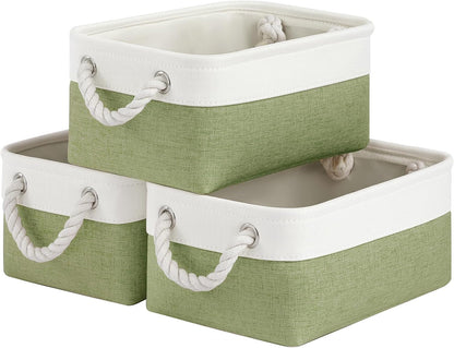 Large Storage Baskets- 15.7x11.8x8.26 inch Storage Bins for Shelves and Closet Organizing, Foldable Fabric Bin for Home Organization Clothes and Laundry (3-Pack, White&Khaki)