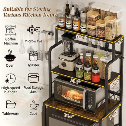 Yuyetuyo 3-Tier Mini Fridge Stand Shelf with Storage, Microwave Organizer Shelf and Mini Fridge Cabinet with Storage for Kitchen, Dorm, and Coffee Bar with Mini Fridge Space