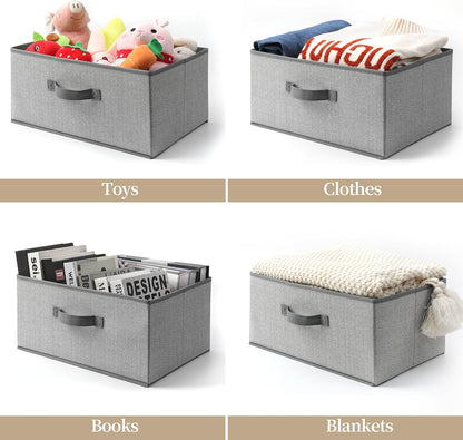 Storage Baskets, 11-Inch Woven Fabric Bins, Storage Cubes with Reinforced Handles, Organizer Bins for Closet Shelves, Foldable, for Toys, Clothes, Natural Beige (3PCS/Beige-11*11*7.8inch)