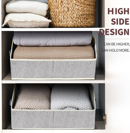 Homsorout Closet Organizers Bins 6 Packs - Large Closet Shelf Organizer with Handles, Fabric Trapezoid Storage Bins, Collapsible Storage Cubes for Clothes, Towels, Light Gray