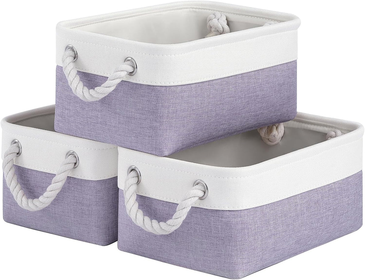 Large Storage Baskets- 15.7x11.8x8.26 inch Storage Bins for Shelves and Closet Organizing, Foldable Fabric Bin for Home Organization Clothes and Laundry (3-Pack, White&Khaki)