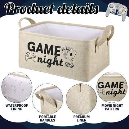 Snack Bar Organizer Basket, Burlap Fabric Snack Storage Holder with Waterproof Lining & Handles, Collapsible Bar Station Organizer Bin for Kitchen Pantry Cabinet Home Movie Night Party