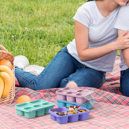Bento Box Adult Lunch Box - 4 Pack, 5 - Compartment Meal Prep Container for Kids, Reusable Food Storage Snack Containers - Stackable for School, Work, and Travel (Wheat(Green/Blue/Pink/Beige))
