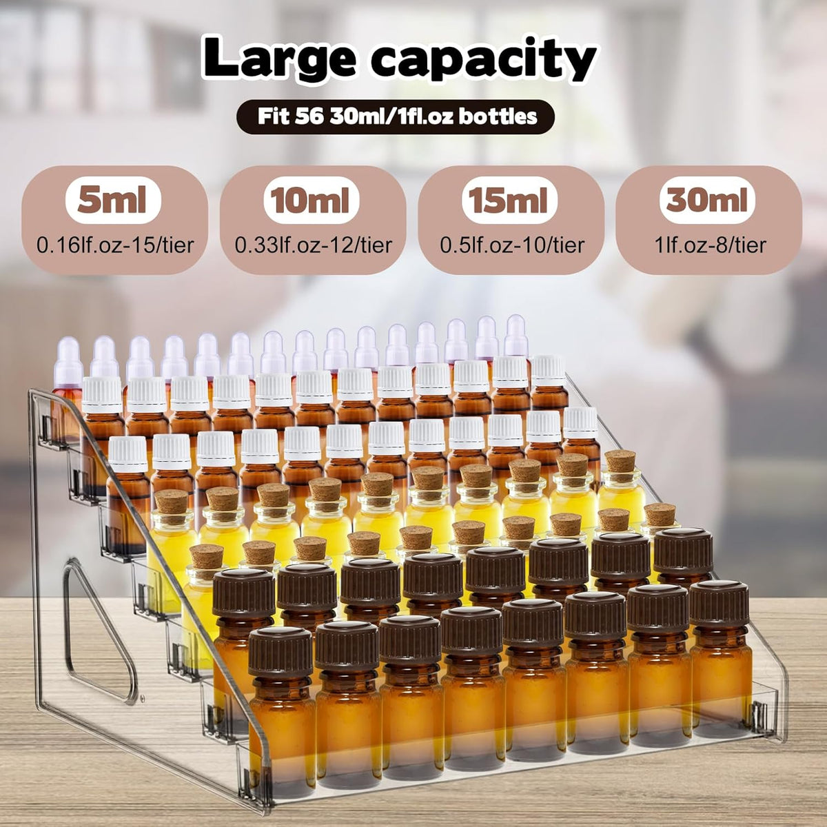 YEXEXINM 2 Pack 7 Tier Essential Oil Organizer,Clear Essential Oil Holder,Essential Oil Storage Shelf,Essential Oil Collection Display Rack Organizer Holds 5ml 10ml 15ml 30ml Essential Oils