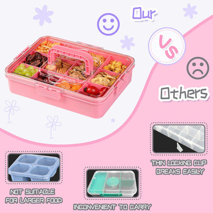 Xyptorix Snack Box Container for Kids - Adjustable 12-Compartment Snack Containers, Reusable Bento Box, Dishwasher Safe, BPA-Free, Perfect for School, Travel, Camping & Picnic, Ivory White