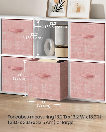 SONGMICS Storage Cubes, 11-Inch Non-Woven Fabric Bins with Double Handles, Set of 6, Closet Organizers for Shelves, Foldable, for Clothes, Cattail Gray UROB26LG