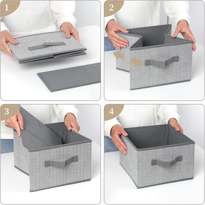 Storage Baskets, 11-Inch Woven Fabric Bins, Storage Cubes with Reinforced Handles, Organizer Bins for Closet Shelves, Foldable, for Toys, Clothes, Natural Beige (3PCS/Beige-11*11*7.8inch)