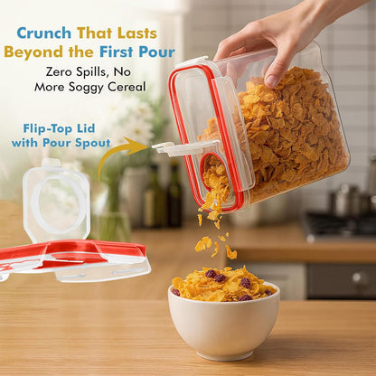 Shazo 2 Pack (15.4 Oz Cereal Capacity) Small Airtight Cereal Containers Storage with Lids, Perfect Space Saving BPA-Free Plastic Container, Pantry Organization and Canister for Rice, Sugar & Flour