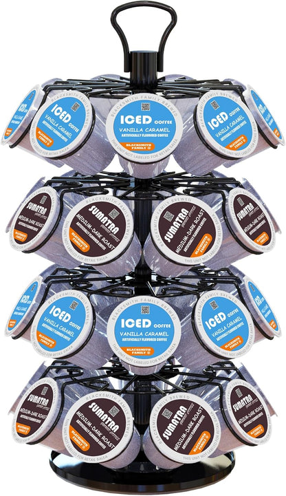BLACKSMITH FAMILY 36 K Cup Pod Carousel Easy Assembly Design K Cup Holders,K Cup Holder, K Cups Holder,K Cup Carousel, 4-Tier Coffee Pods Holder Storage Organizer Stand,Glossy Black