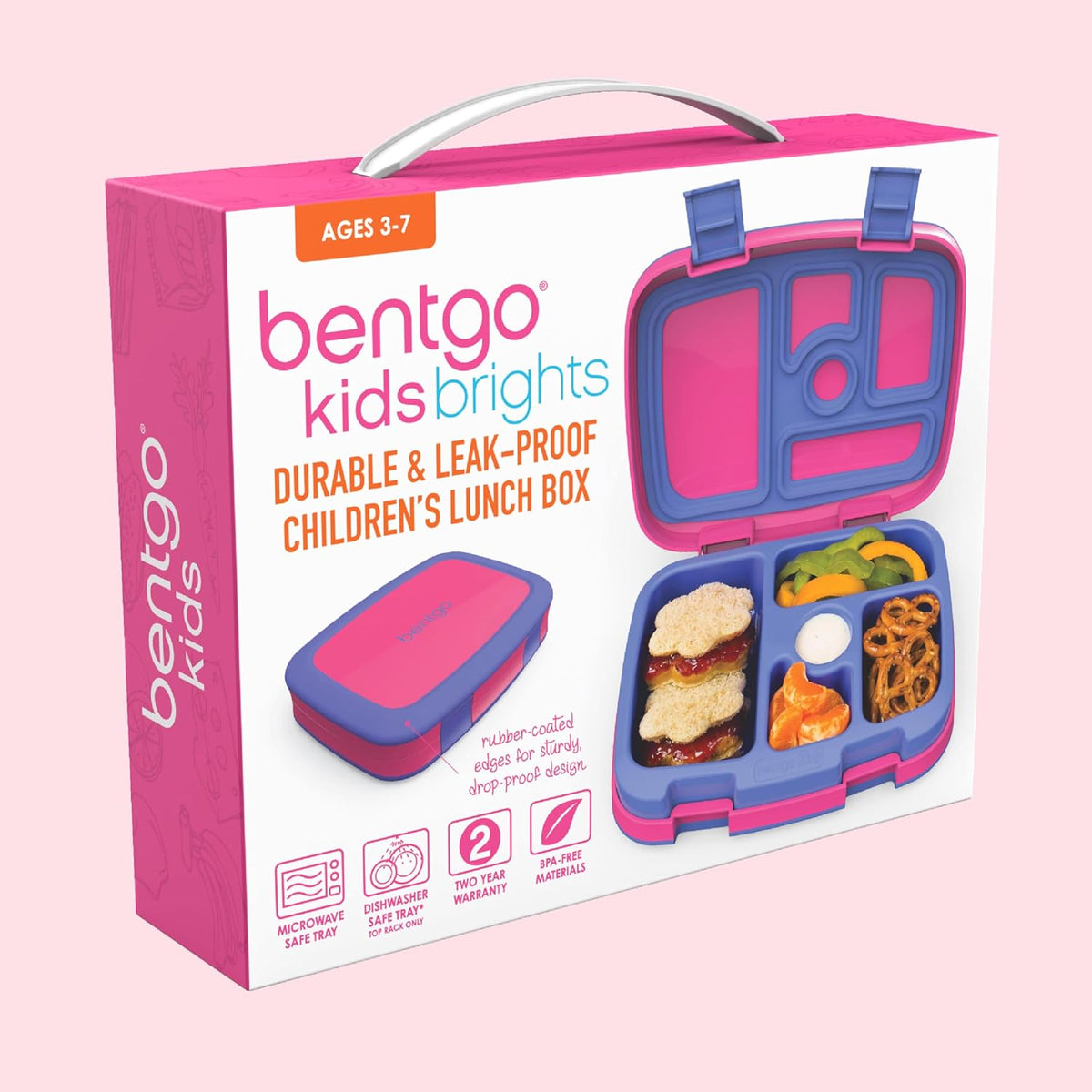 Bentgo Kids Bento-Style 5-Compartment Leak-Proof Lunch Box - Ideal Portion Sizes for Ages 3 to 7 - Durable, Drop-Proof, Dishwasher Safe, PFAS & BPA-Free & Made with Food-Safe Materials (Blue)