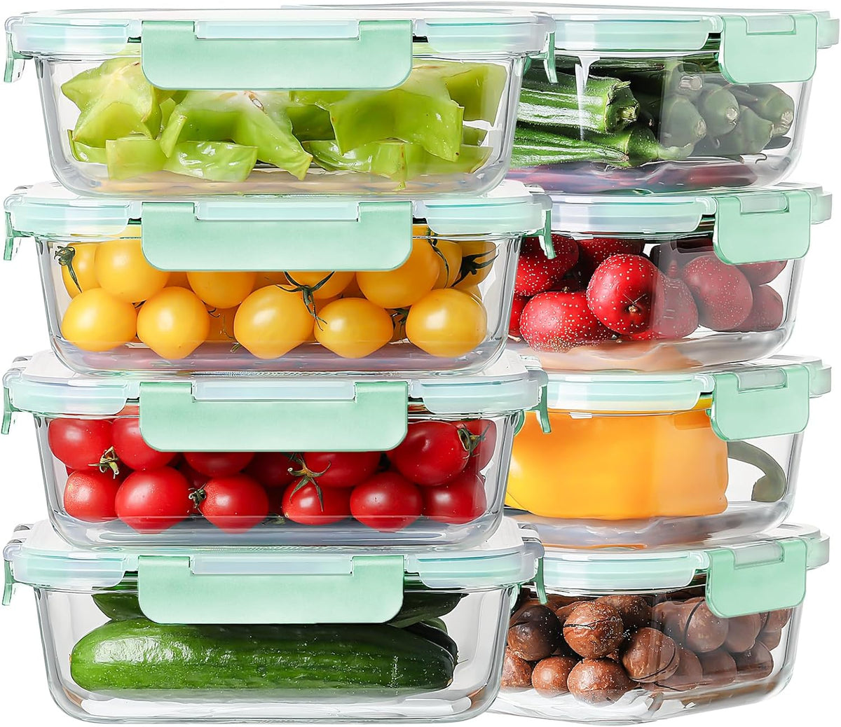 36oz Large Glass Meal Prep Containers with lids, Glass Food Storage Containers with Leak Proof Snap Lock Lids, Airtight Bento lunch Boxes, Kitchen Storage, Oven, Freezer and Dishwasher Safe