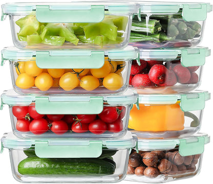36oz Large Glass Meal Prep Containers with lids, Glass Food Storage Containers with Leak Proof Snap Lock Lids, Airtight Bento lunch Boxes, Kitchen Storage, Oven, Freezer and Dishwasher Safe