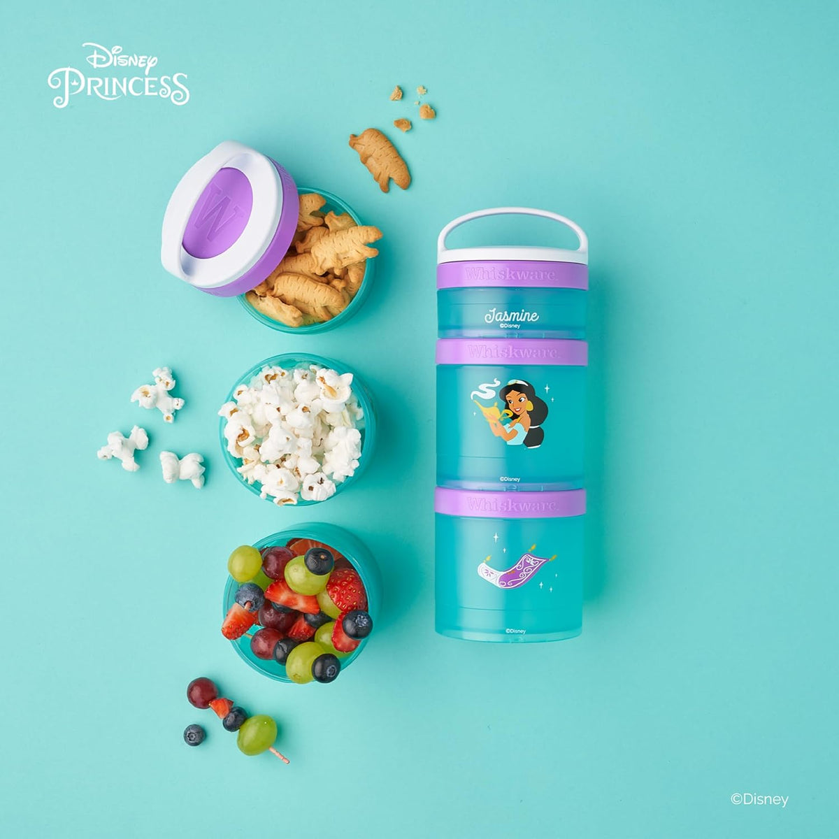 Whiskware Bluey Stackable Snack Containers for Babies, Toddlers, and Kids, 3 Stackable Snack Cups for School and Travel, Cupholder Friendly, Bluey and Bingo! Let’s Do This!