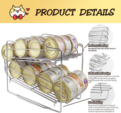 Cat Food Organizer - Wet Cat Food Rack for 3oz or 5.5oz Cans (24 Cans Capacity)