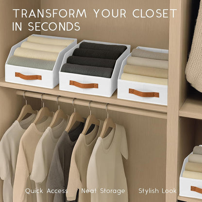 Homsorout Fabric Storage Bins for Organizing - Large Trapezoid Collapsible Storage Bins with Front Handle, Closet Organizers and Storage for Bedroom, Home Shelves, Small Spaces, Beige