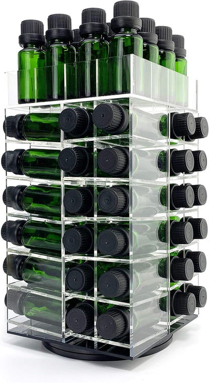 Essential Oil Storage Rack Rotating Tower Organizer Acrylic Clear Display Holder for 64 bottles 5ml 10ml 15ml (Bottles not Included)