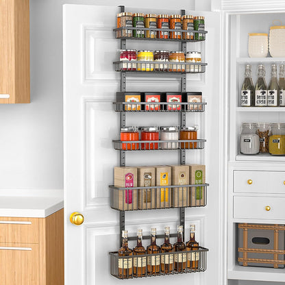 Moforoco White Over The Door Pantry Organizer, Pantry Organization and Storage, Metal Hanging Spice Rack Shelves Door, Seasoning Shelves, Laundry Room Organization, House and Kitchen Essentials