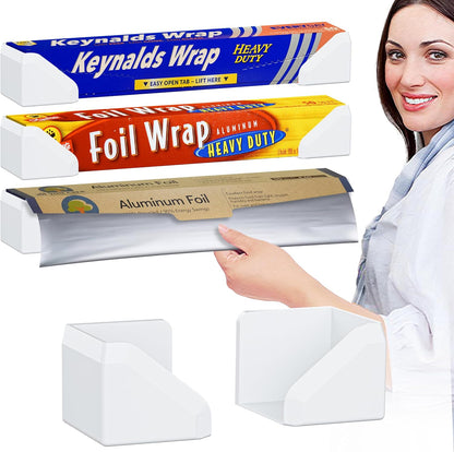 Skywin Adhesive Foil and Plastic Wrap Organizer Includes 2 Holders, Fits Box Width up to 2.4in/61mm, Heavy Duty Aluminum Foil Organization and Storage (White)