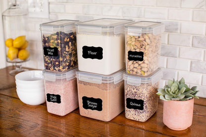 Simply Gourmet Airtight Food Storage Containers with Lids – 7 Piece Assorted Size Kitchen Pantry Organization Set, BPA-Free Clear Plastic, Stackable Containers for Cereal, Flour, Sugar, Rice, Snacks