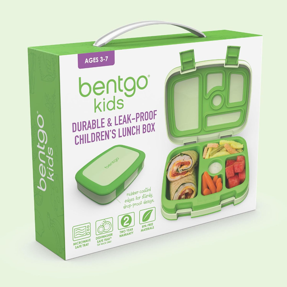 Bentgo Kids Bento-Style 5-Compartment Leak-Proof Lunch Box - Ideal Portion Sizes for Ages 3 to 7 - Durable, Drop-Proof, Dishwasher Safe, PFAS & BPA-Free & Made with Food-Safe Materials (Blue)
