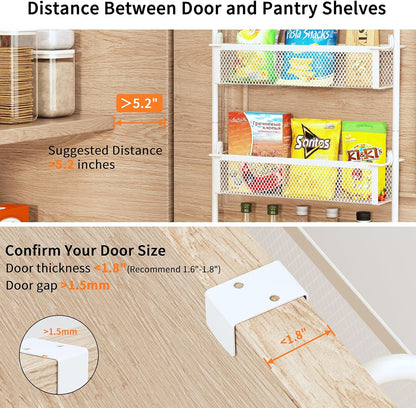 Over the Door Pantry Organizer, 6-Tier Pantry Door Organization and Storage, Over the Door Spice Rack, Home & Kitchen Storage Shelves for Cabinet, Black