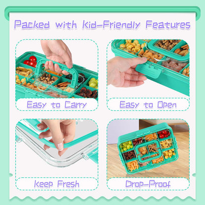 Xyptorix Snack Box Container for Kids - Adjustable 12-Compartment Snack Containers, Reusable Bento Box, Dishwasher Safe, BPA-Free, Perfect for School, Travel, Camping & Picnic, Ivory White