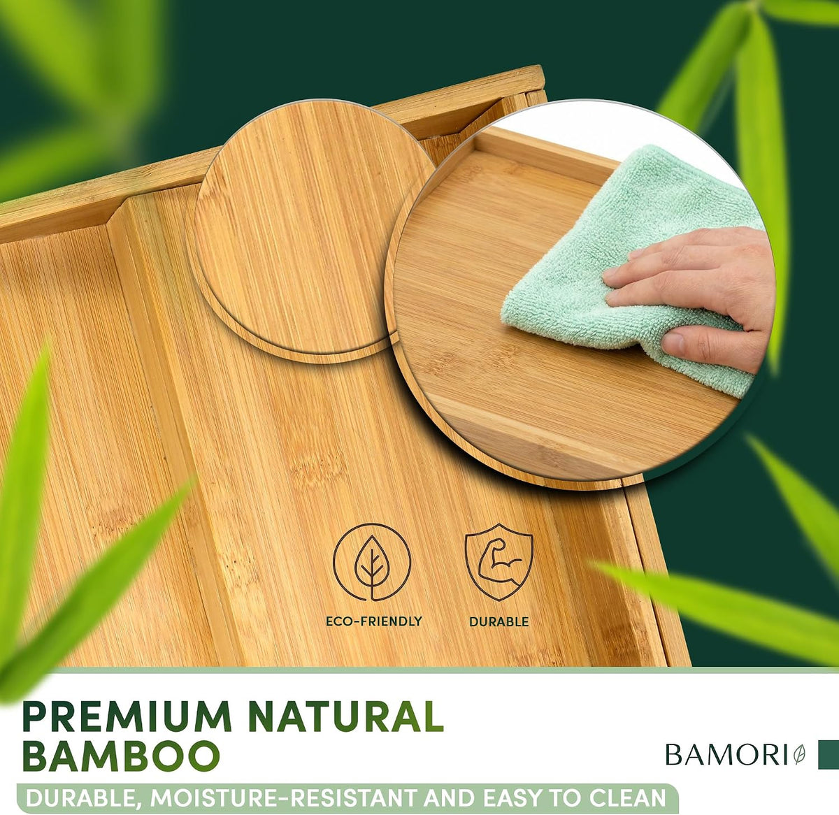 Bamboo Spice Drawer Organizer – Expandable Spice Rack for Drawer – 4 Tiered Premium Bamboo Kitchen Seasoning Organizer for Drawer Spice Organizer, Seasoning rack insert for Cabinet