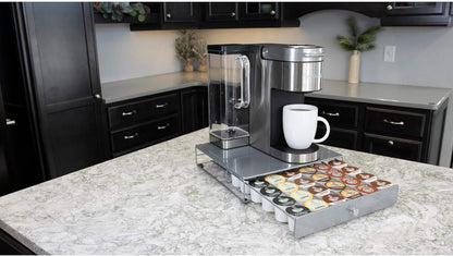 Nifty Coffee Pod Drawer – Compatible with K-Cups, 36 Pod Pack Holder, Non-Rolling, Compact Under Coffee Pot Storage Sliding Drawer, Home Kitchen Counter Organizer, Black