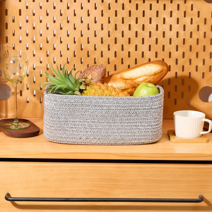 MiniArk Small Storage Baskets for Organizing | Closet Organizer Bins | Shelf Toy Basket | Woven Rope Baskets | Cube Decorative Box | Shallow Basket | L11.5xW7.5xH4.7| Brown