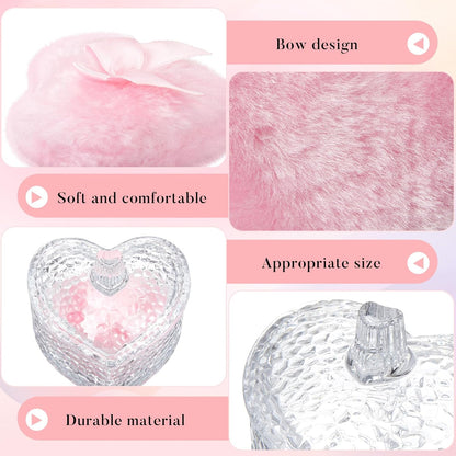 Tioncy 3 Pcs Large Body Powder Puff and Container Valentine's Day gift Powder Container with Puff Crystal Case Soft Washable Reusable Velour Face Body Glitter Wet Dry Makeup (Classic,Clear)