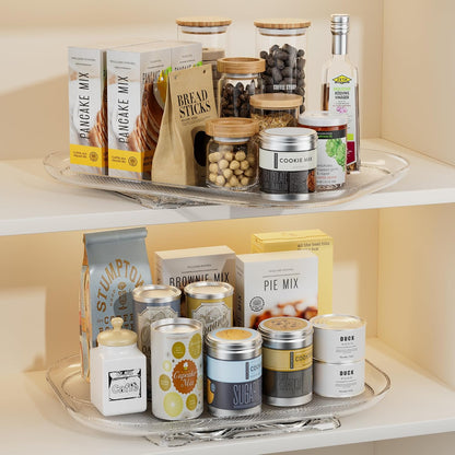 LAMU Lazy Susan Organizer 14.56''x11'' for Refrigerator Organizers and Storage Fridge Organization, Turntable Condiment Organizer for Kitchen, Table Top, Cabinet, Pantry, Countertop